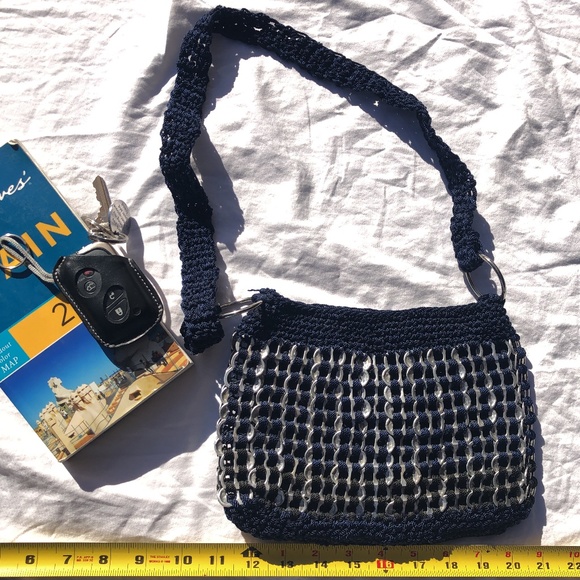 Soda pop-top crochet shoulder bag, 7X10 inches - Picture 1 of 6